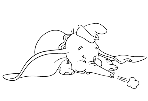 Dumbo Blows Coloring Page